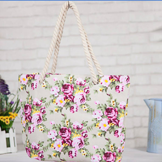 FLOWER PATTERNED FASHION CASUAL BEACH BAGS_CWAB323