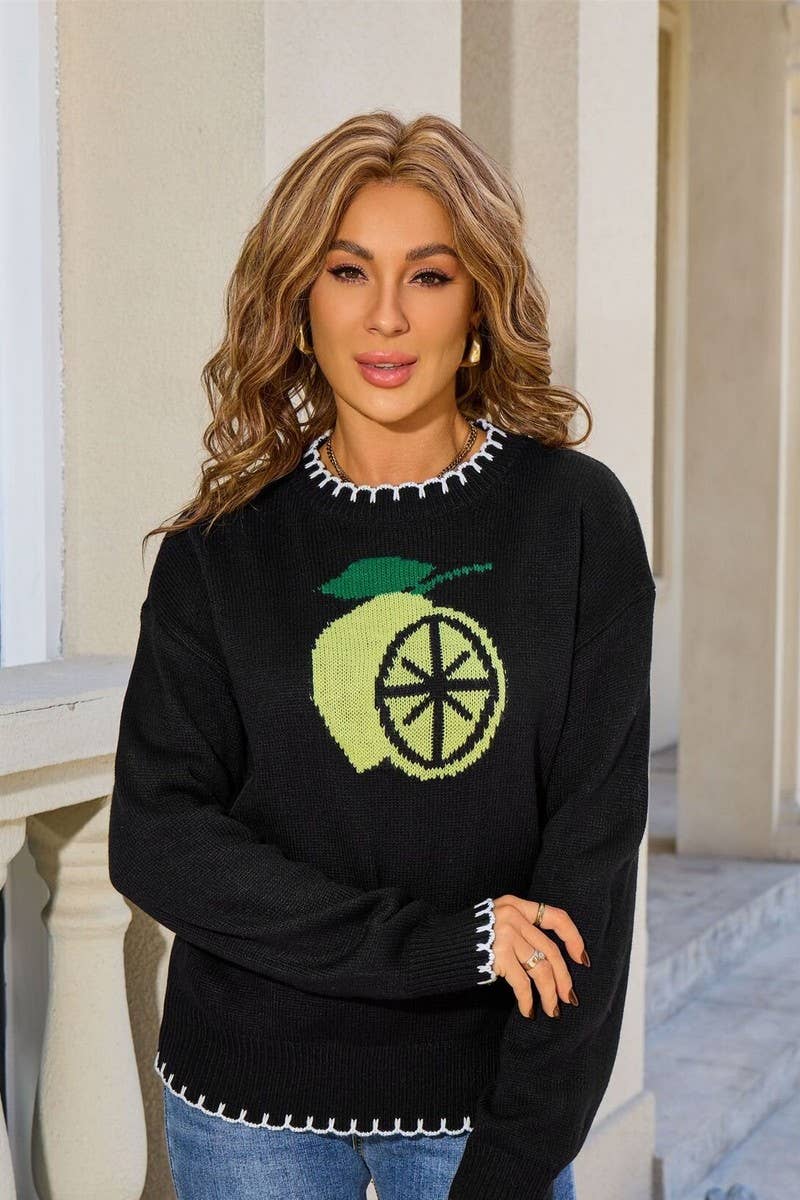 CWOSWL07597_JACQUARD CREW NECK PULLOVER SWEATER