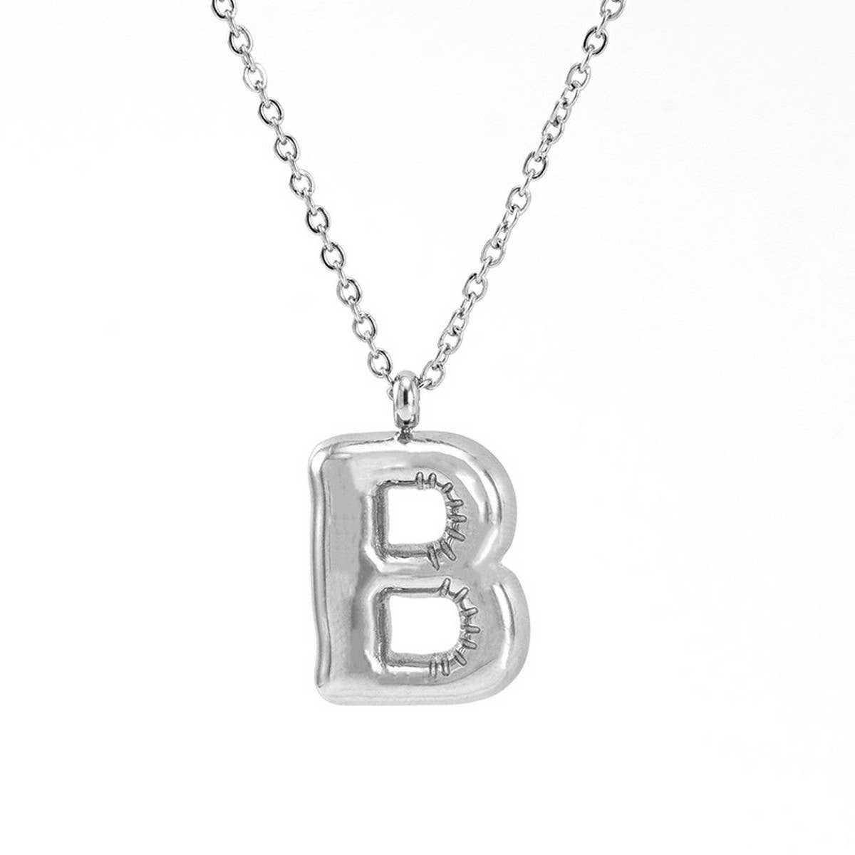 CWAJE1946_Steel Color Bubble Letter Necklace