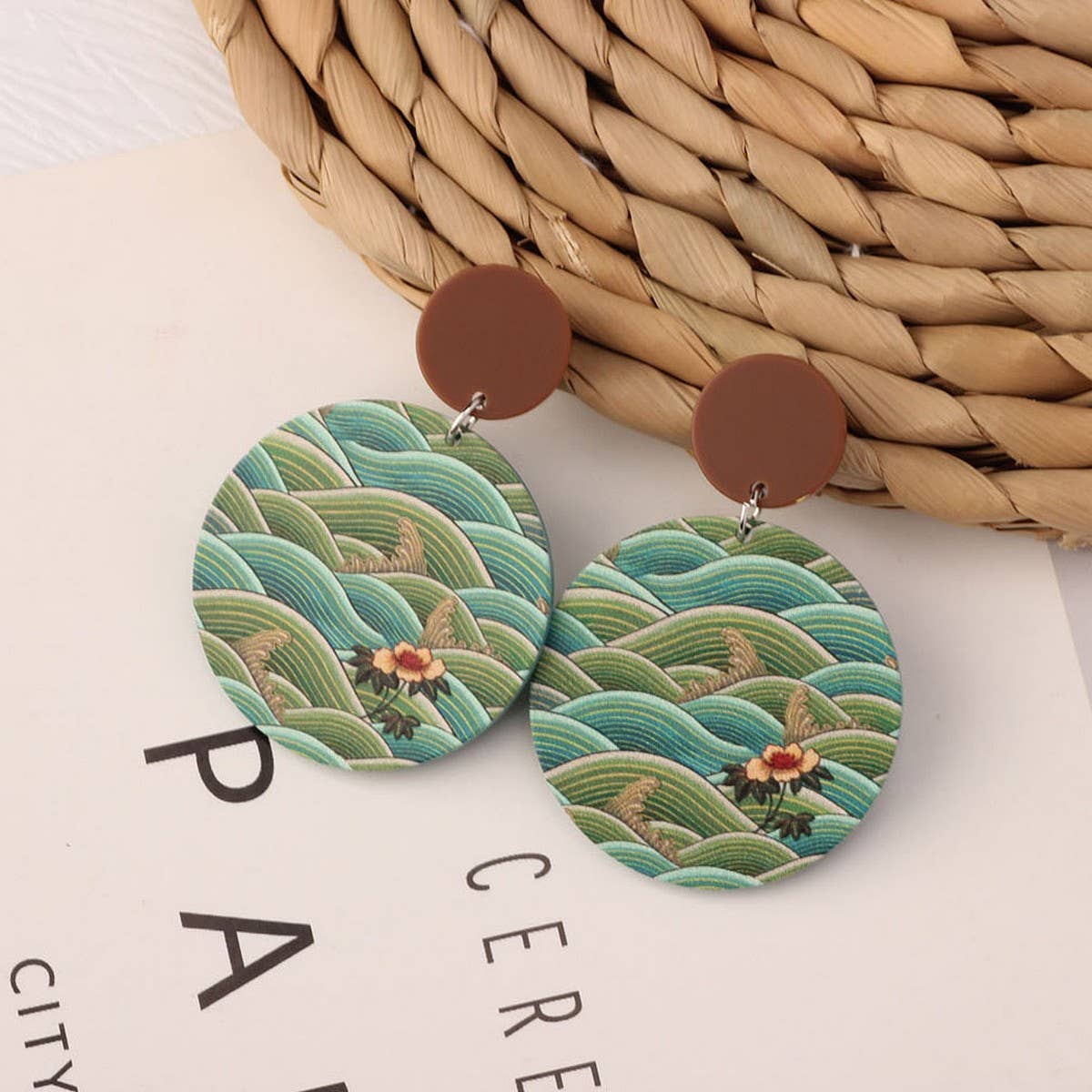 SWEET GIRL COLORFUL FLOWER ACRYLIC EARRINGS