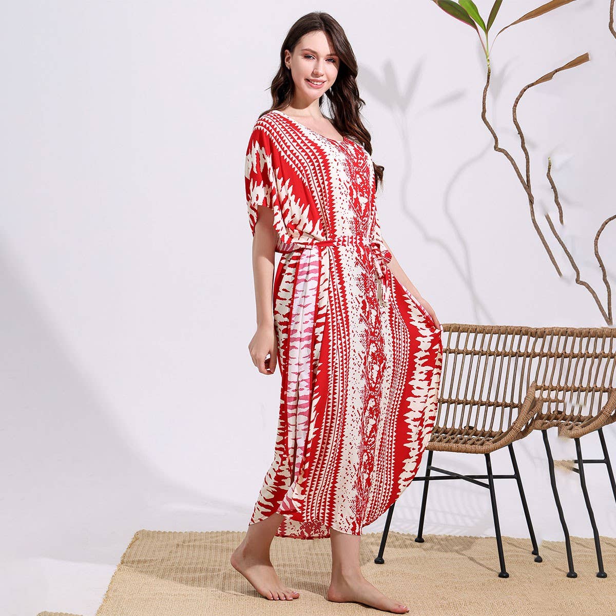 Snake Print Cotton Blend Beach Cover-Up_CWMM6144