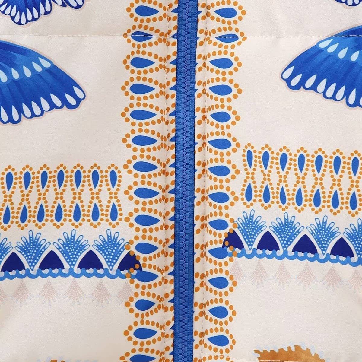 BLUE FLOWER PRINT ZIP-UP QUILTED JACKET_CWOJA1558