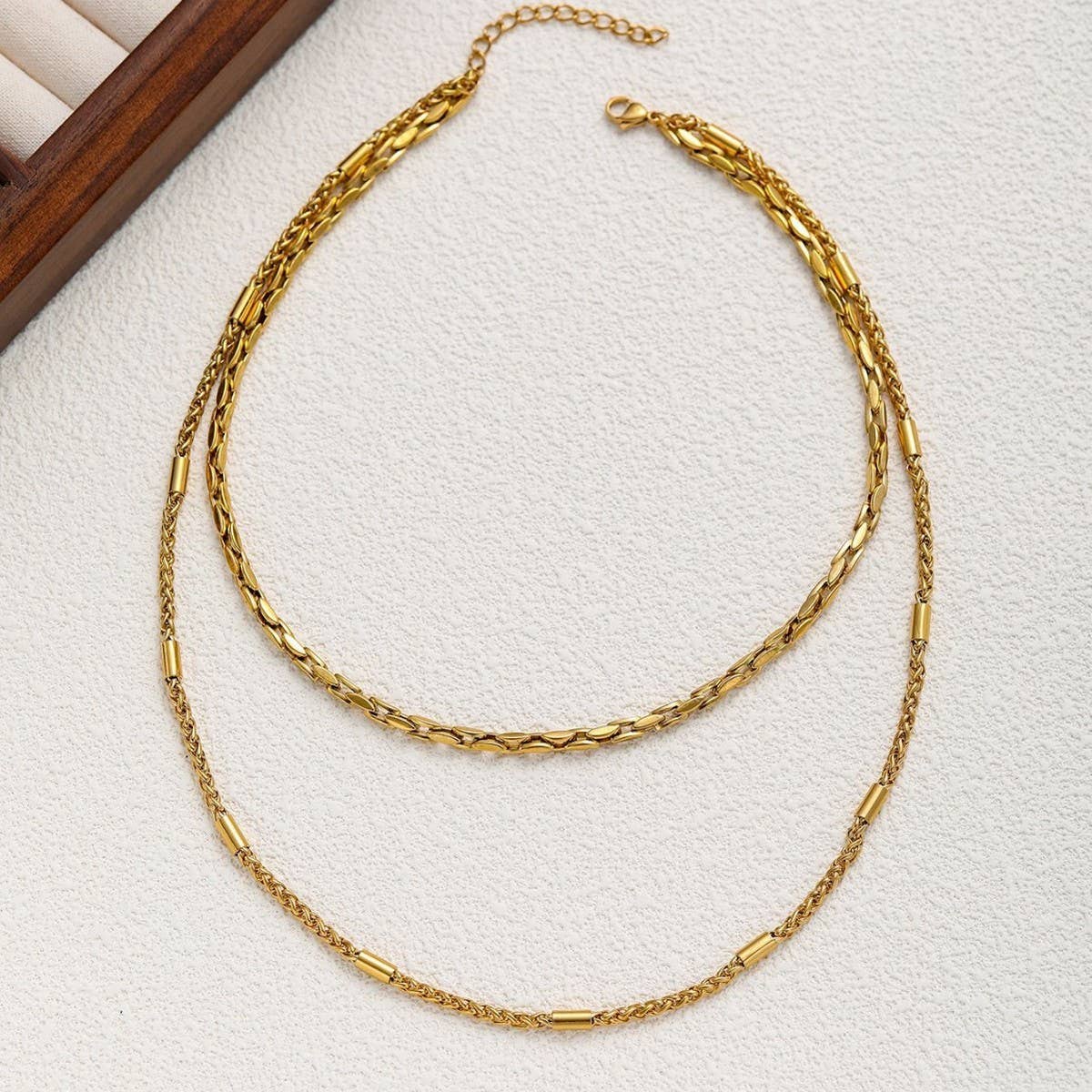HIP HOP TUBE CHAIN DOUBLE LAYER LONG NECKLACE