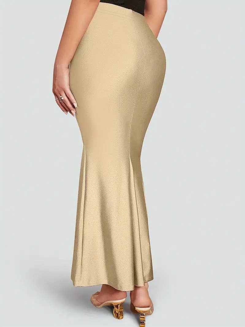 Fishtail knit elastic elastic waist long skirt