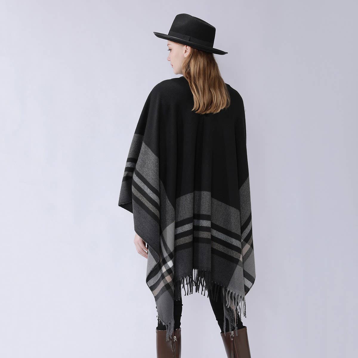 NEW KNITTED TASSEL DOUBLE-SIDED PLAID SHAWL