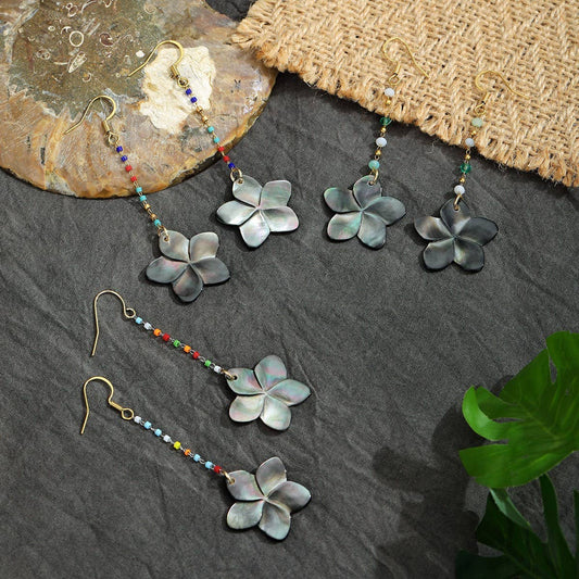 FASHIONABLE TEARDROP-SHAPED SHELL METAL EARRINGS