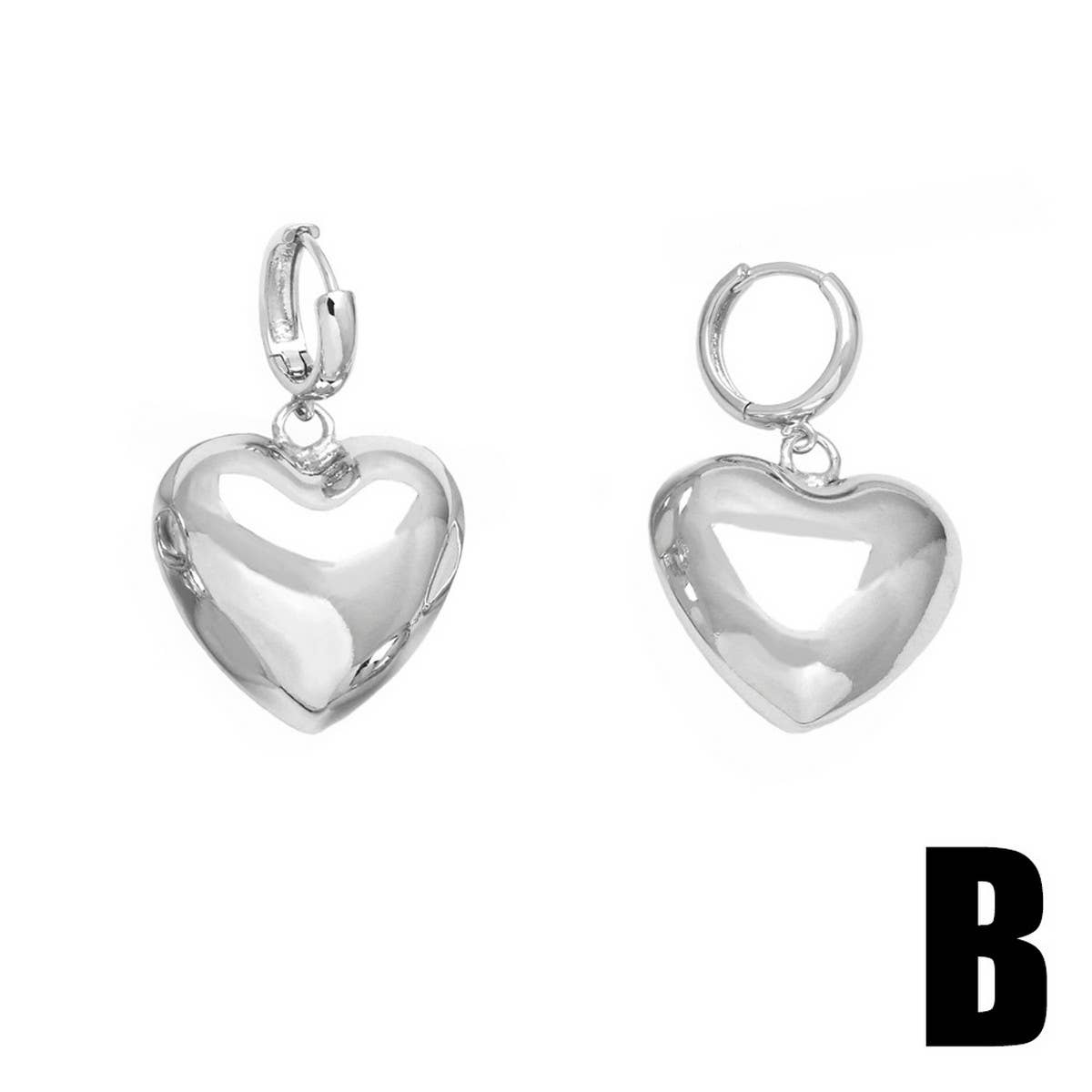 SILVER HEART-SHAPED PENDANT EARRINGS
