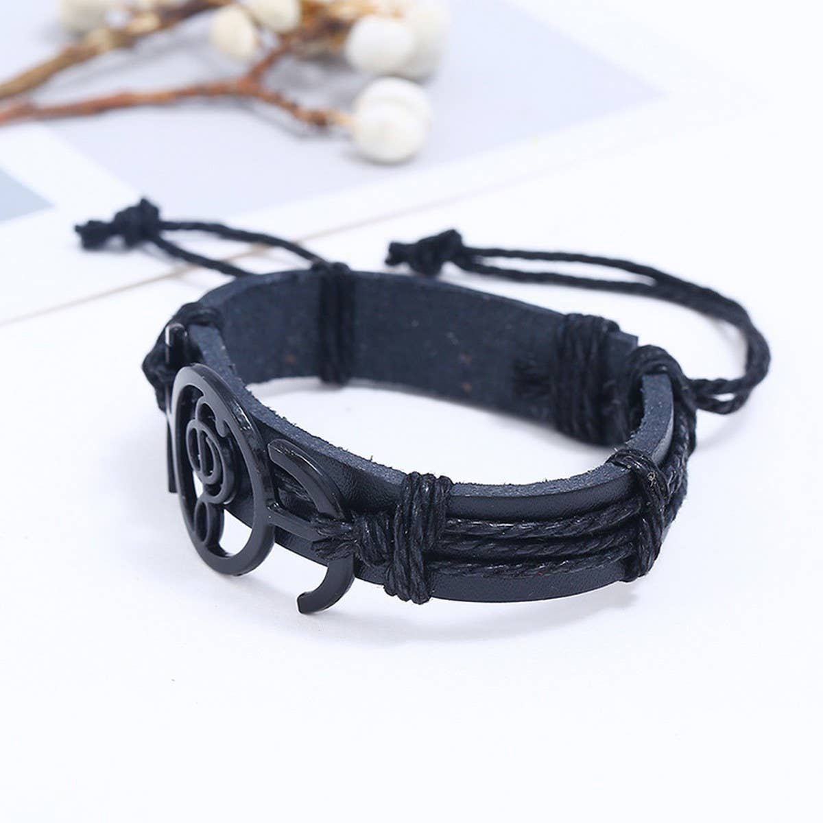 NEW MUSICAL NOTE BRAIDED LEATHER BRACELET