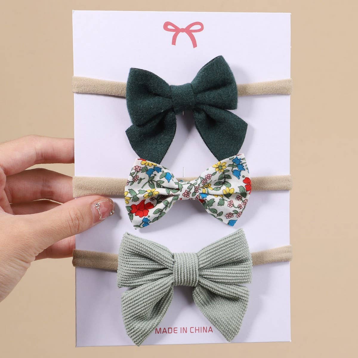 Corduroy Bow Baby Headband Set for Girls