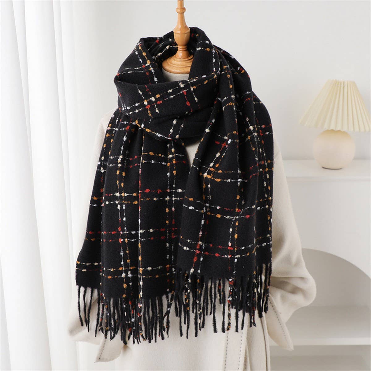Lightweight Korean Style Fringe Winter Scarf Wrap