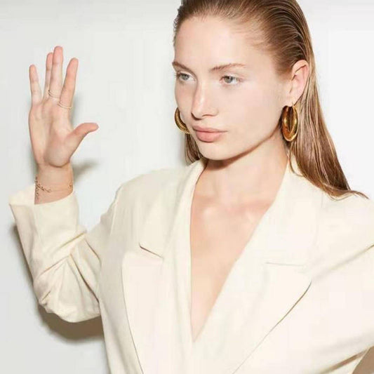 Minimal Hollow Hoop Stud Earrings for Women