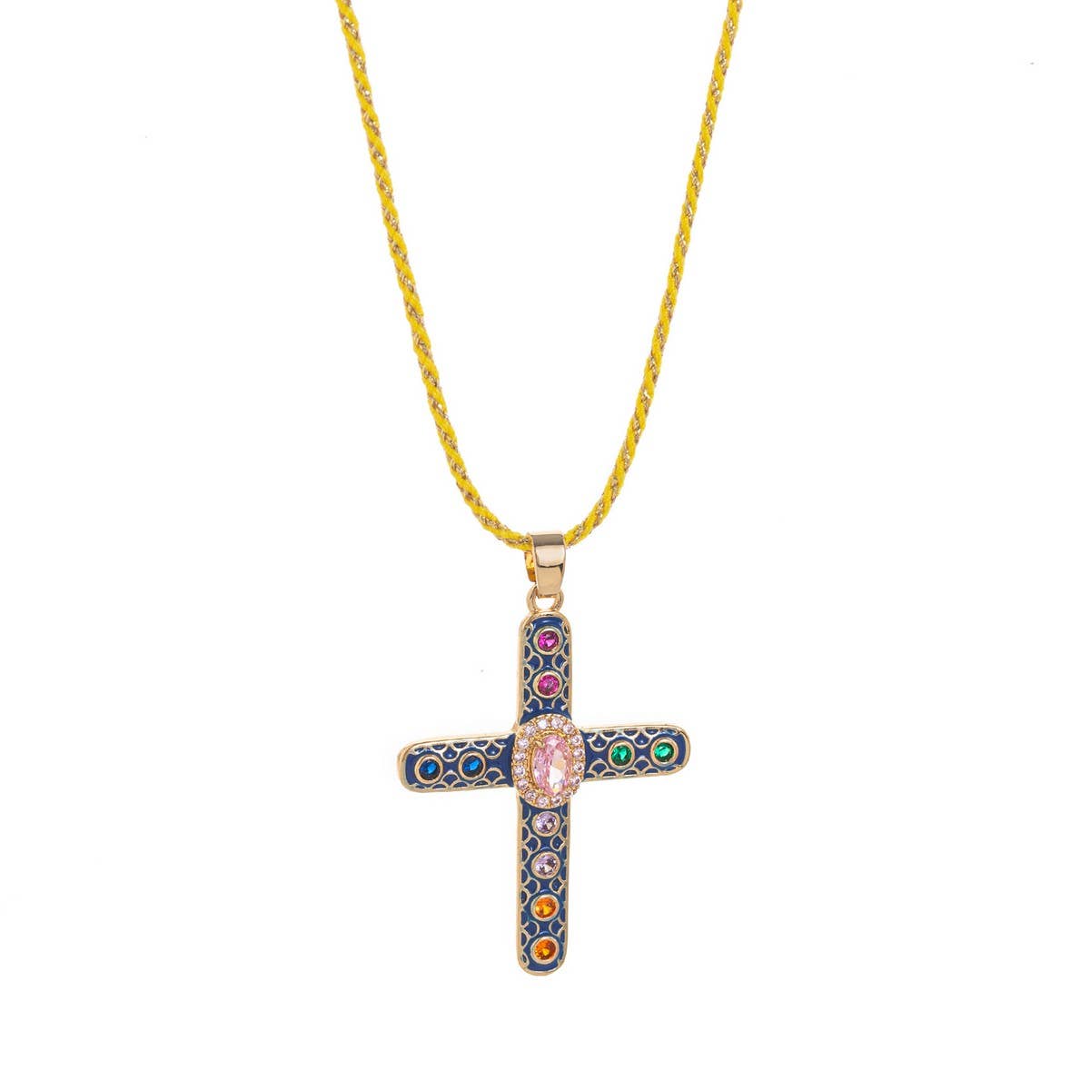 Colorful Zircon Cross Pendant Necklace ? Versatile