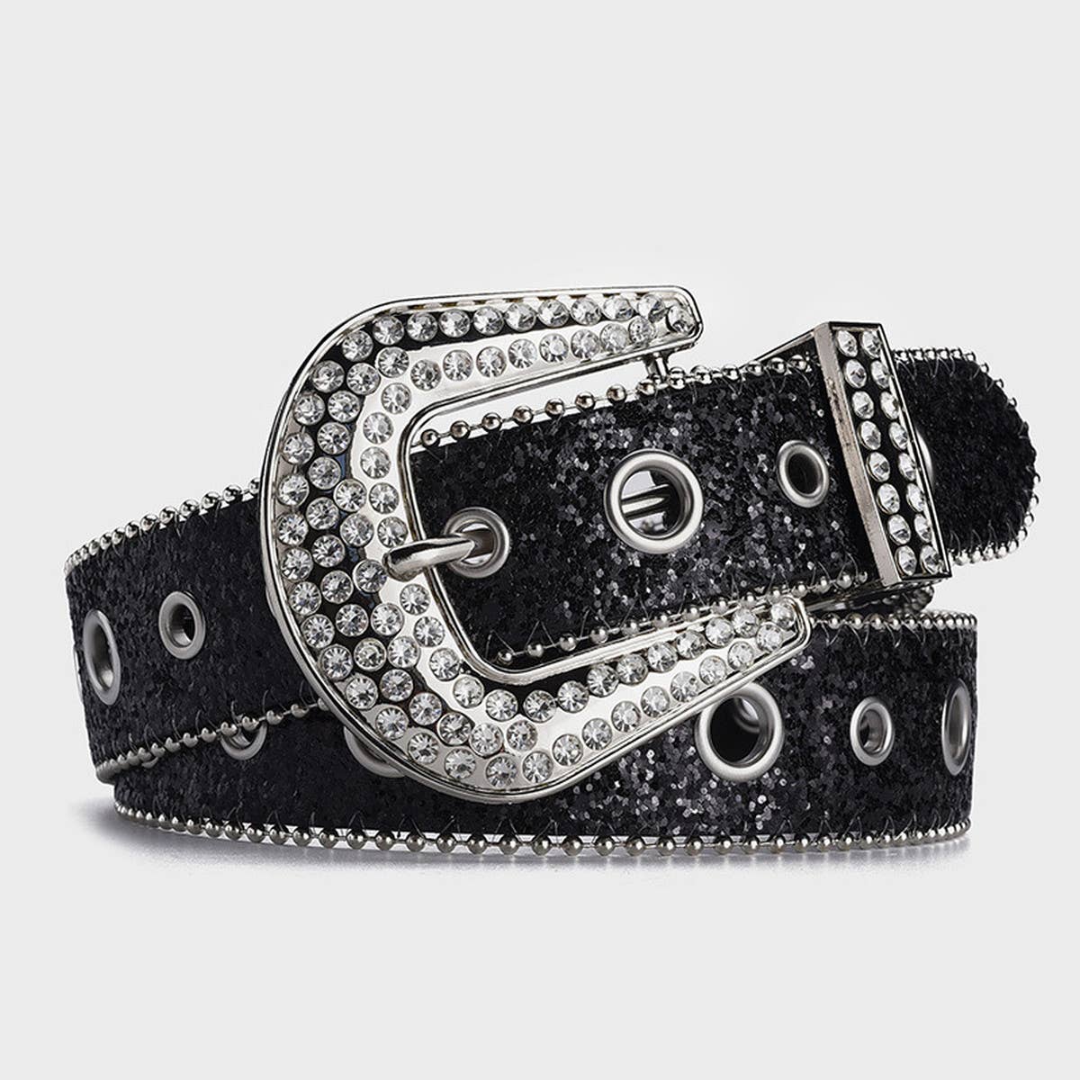 WOMEN RHINESTONE SEQUIN HOLLOW BELT_CWABE0363