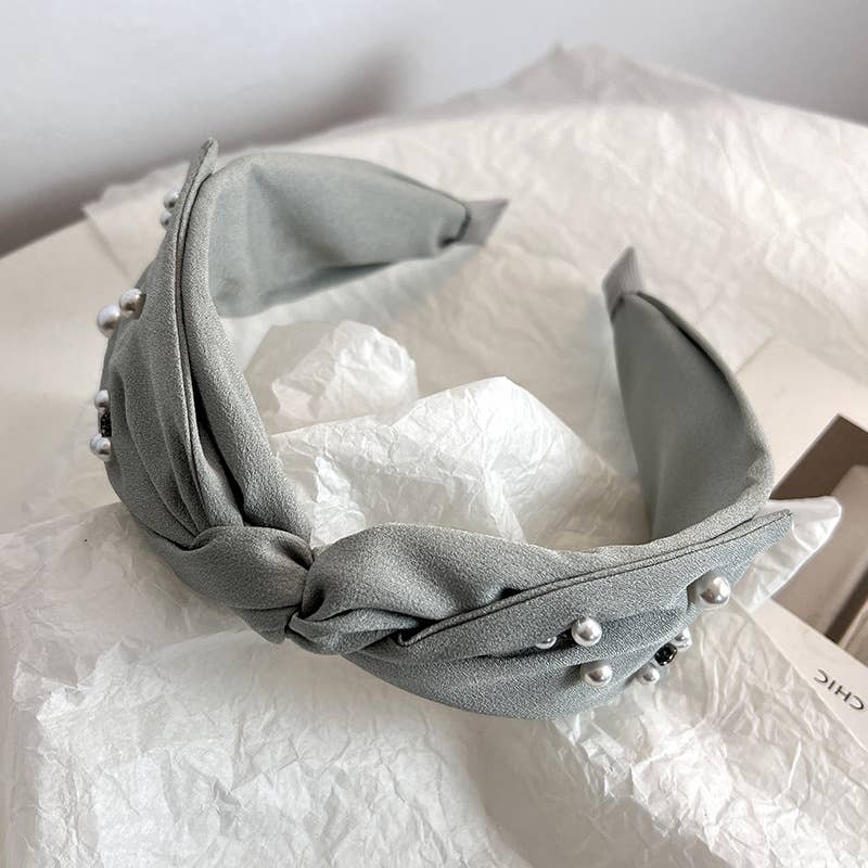 PEARL RHINESTONE KNOT WIDE HEAD BAND FOR WOMEN_CWAHA0622