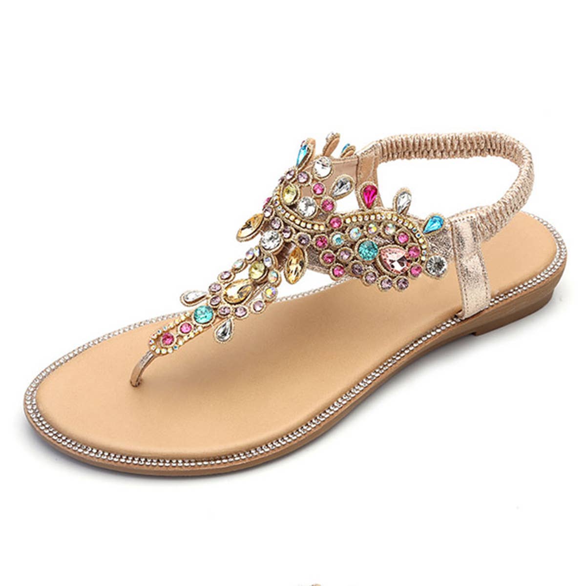 WOMAN BOHEMIAN STYLE GOLD  FLAT SANDAL