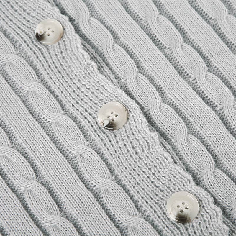 SLOUCHY BREASTED V-NECK TWIST SWEATER CARDIGAN