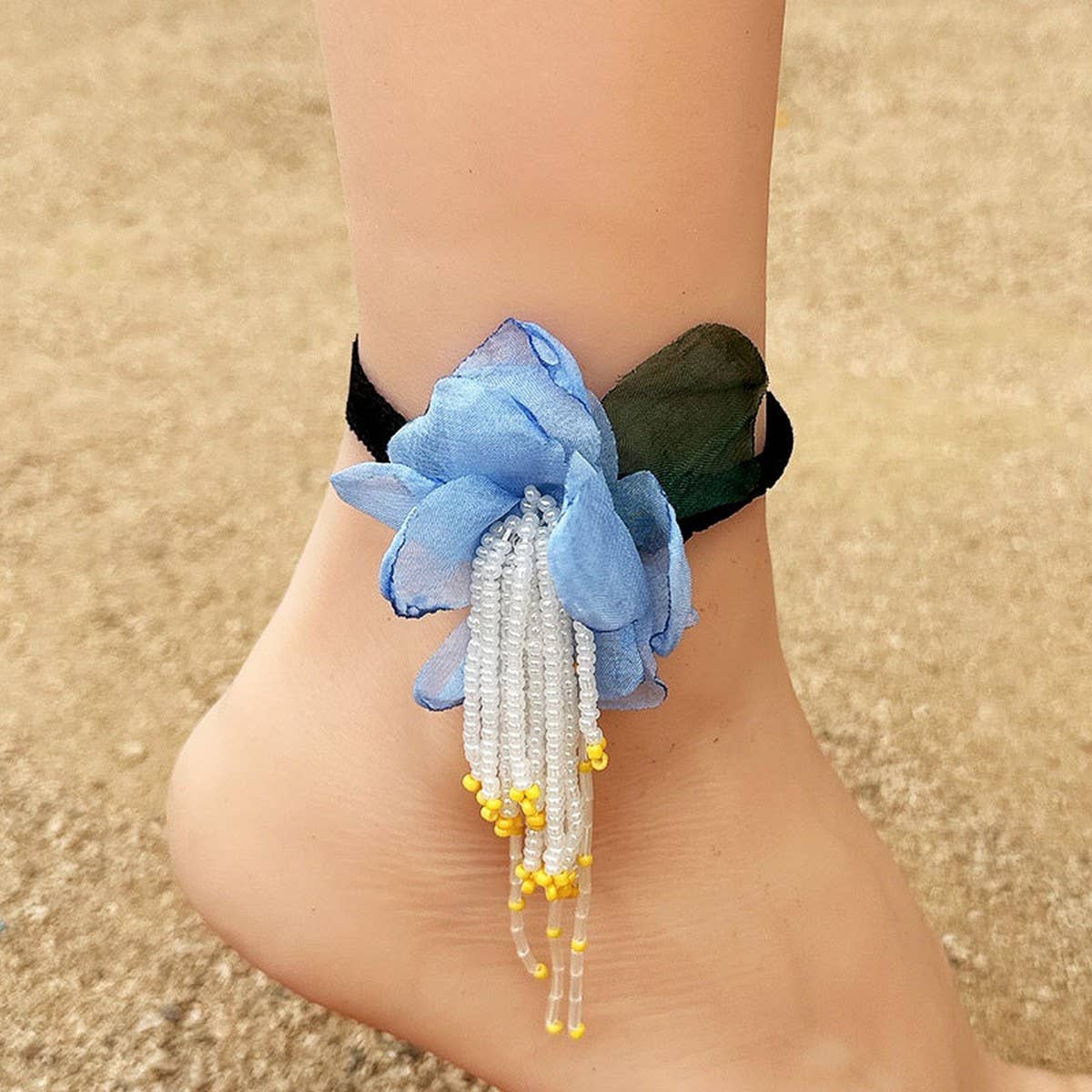 Boho Flower Tassel Anklet ??Handmade_CWMM6351