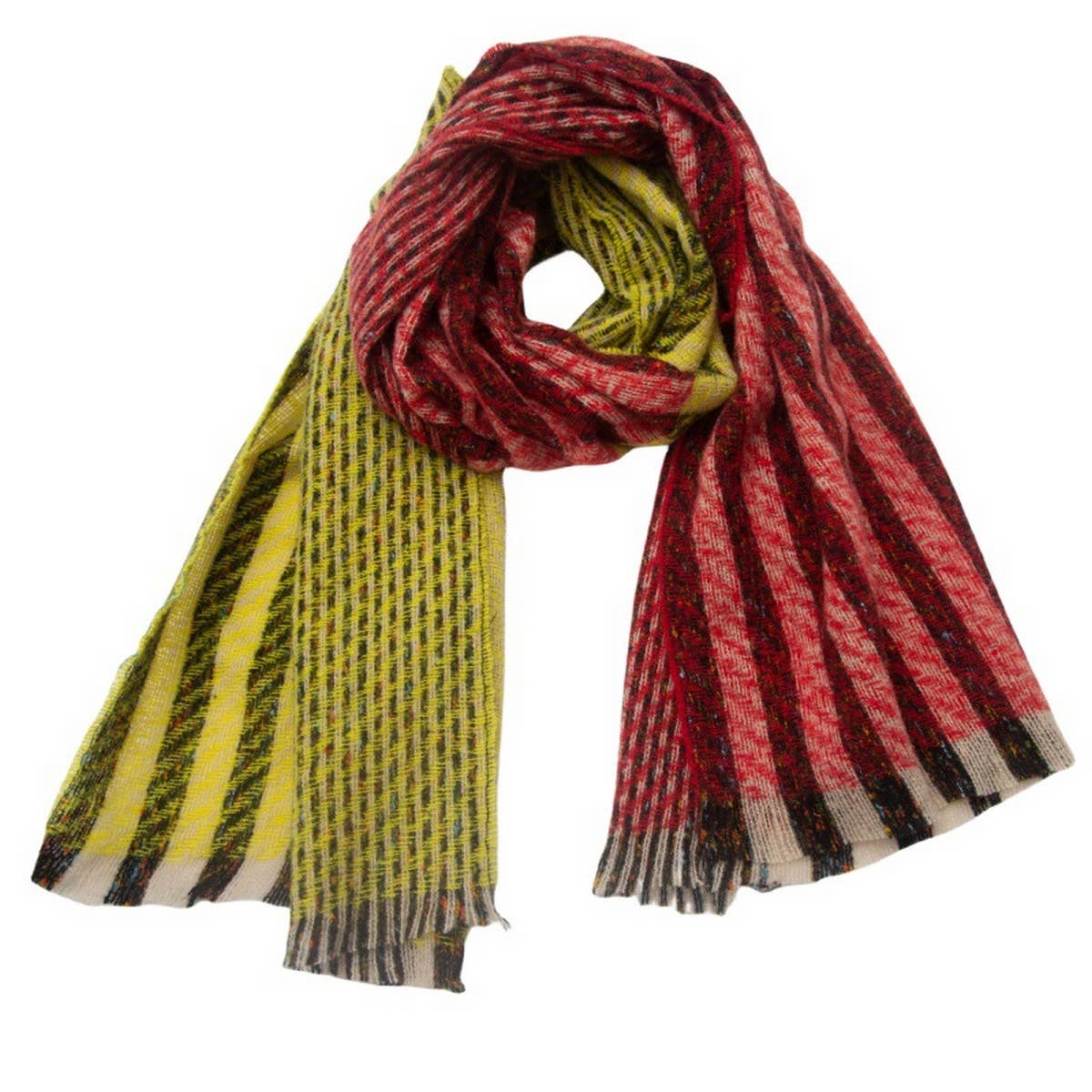 Striped Jacquard Scarf ??Unisex Winter Shawl_CWASC0866