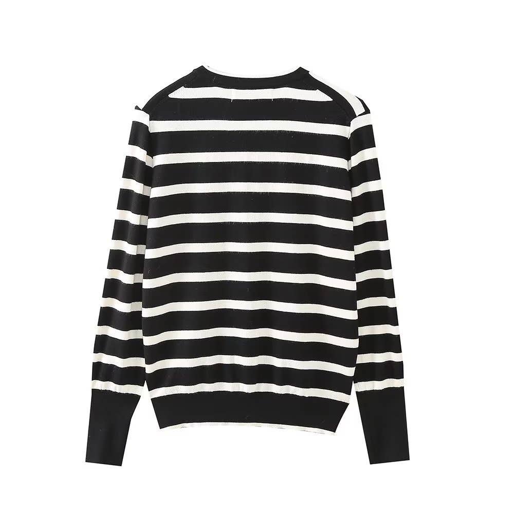 STRIPED BREASTED CASUAL KNIT CARDIGAN COAT