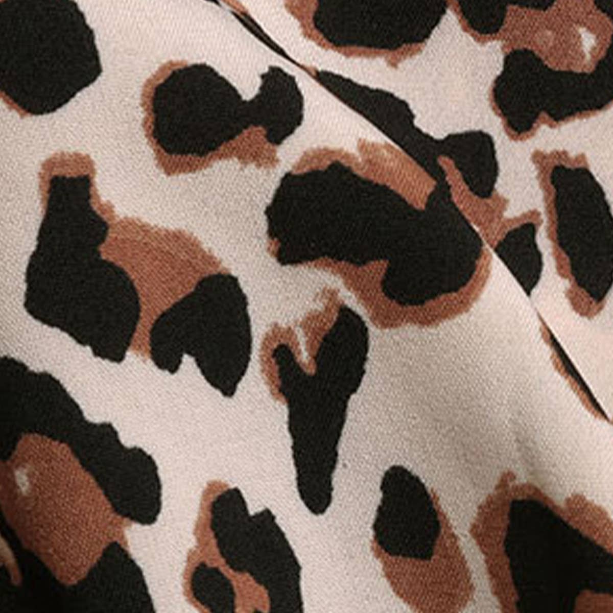 LEOPARD PRINT V-NECK LONG DRESS WITH RUFFLES