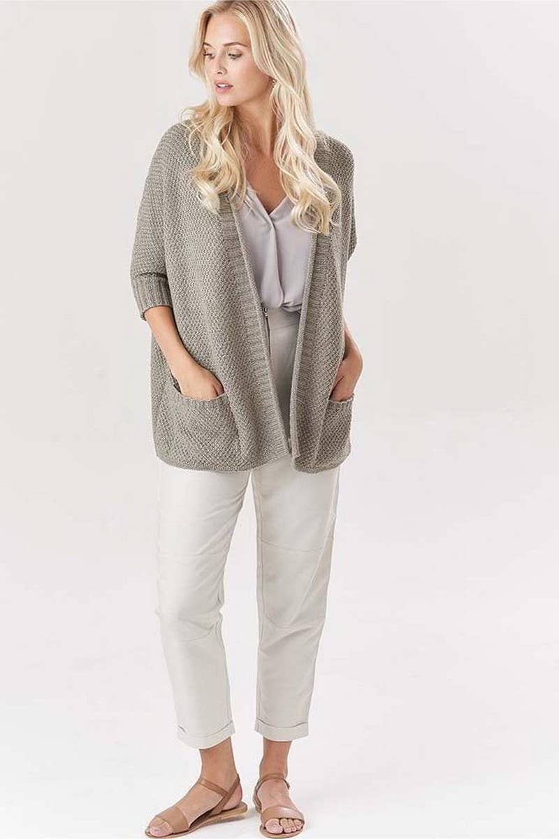CWOCAL1634_SOLID COLOR LOOSE POCKET KNITTED CARDIGAN