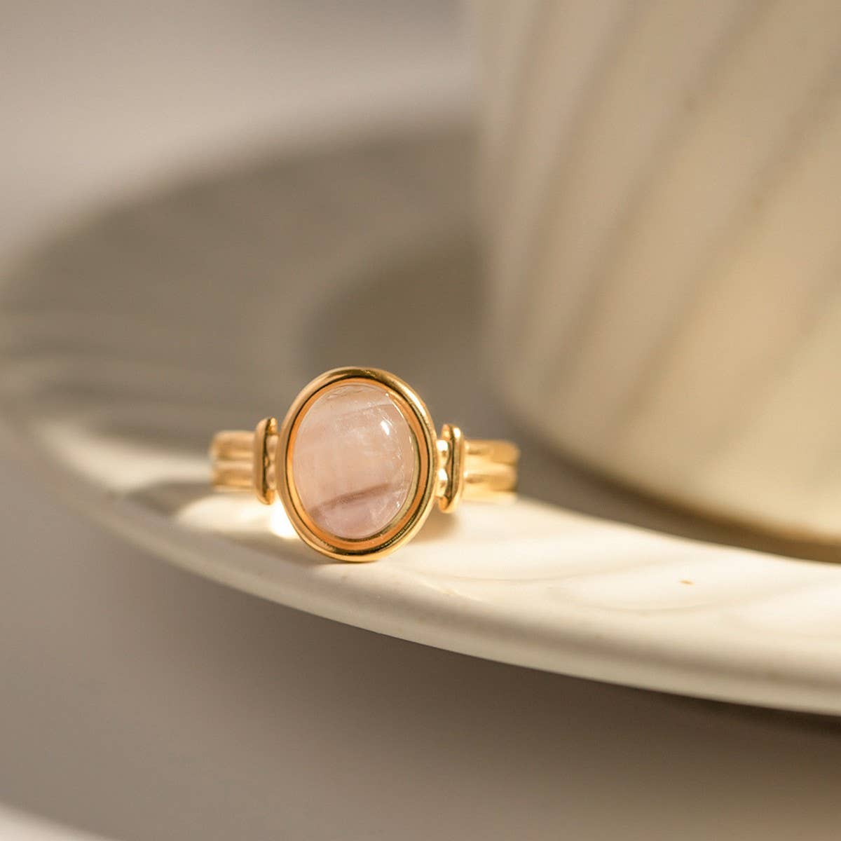 INLAID NATURALSTONE STAINLESS STEEL OPEN RINGS