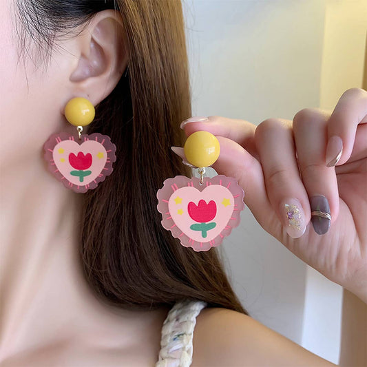 2024 NEW TULIP PINK LOVE EARRINGS_CWAJE1639