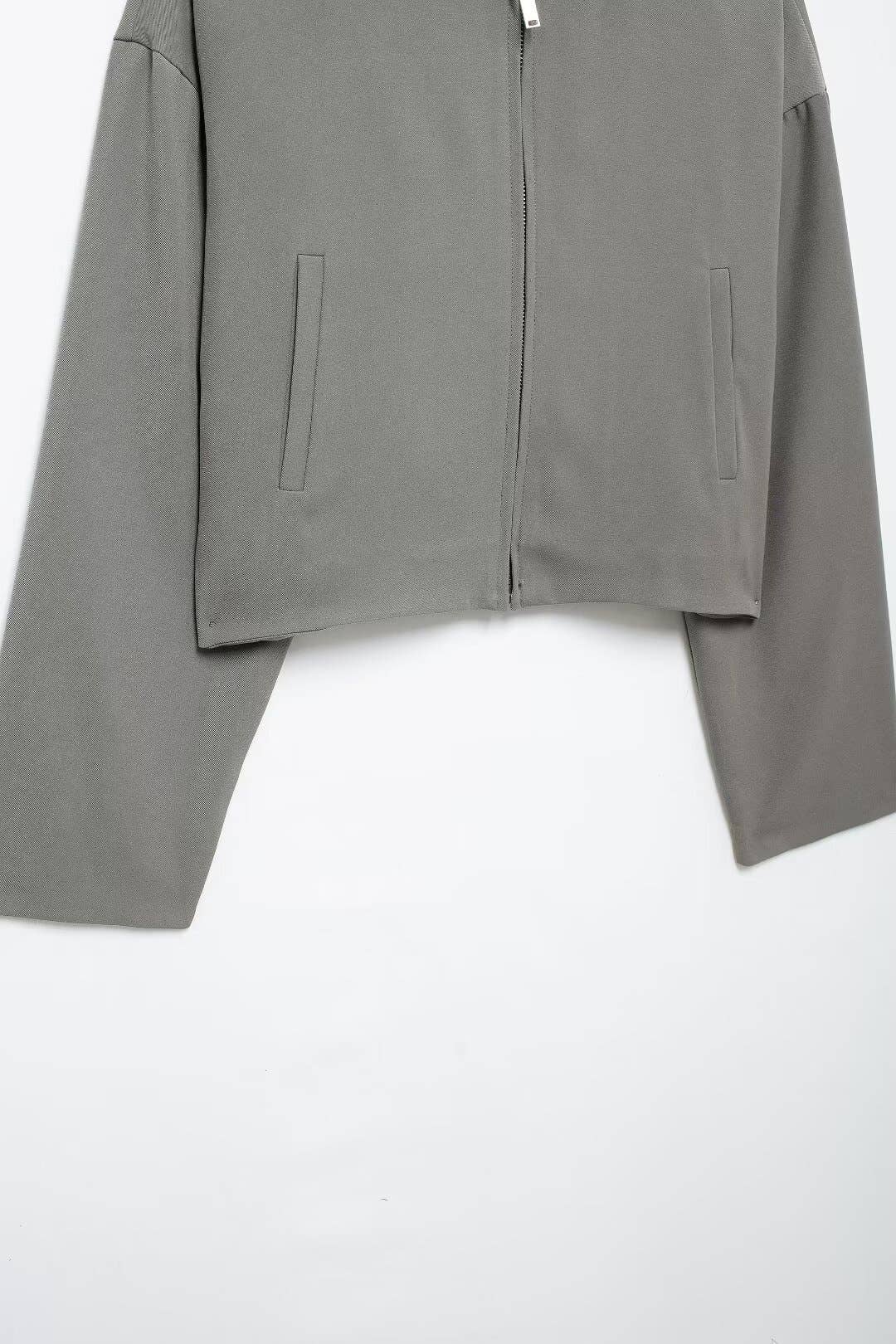 SOLID COLOR HOODED JACKET ZIPPER COAT