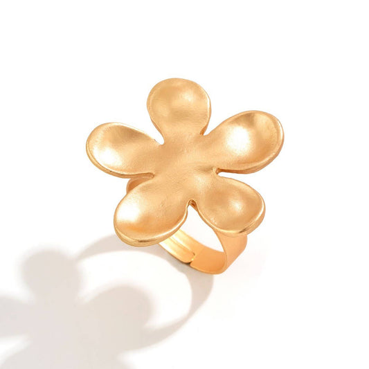 MINIMALIST ELASTIC ADJUSTMENT FLOWER ALLOY RING