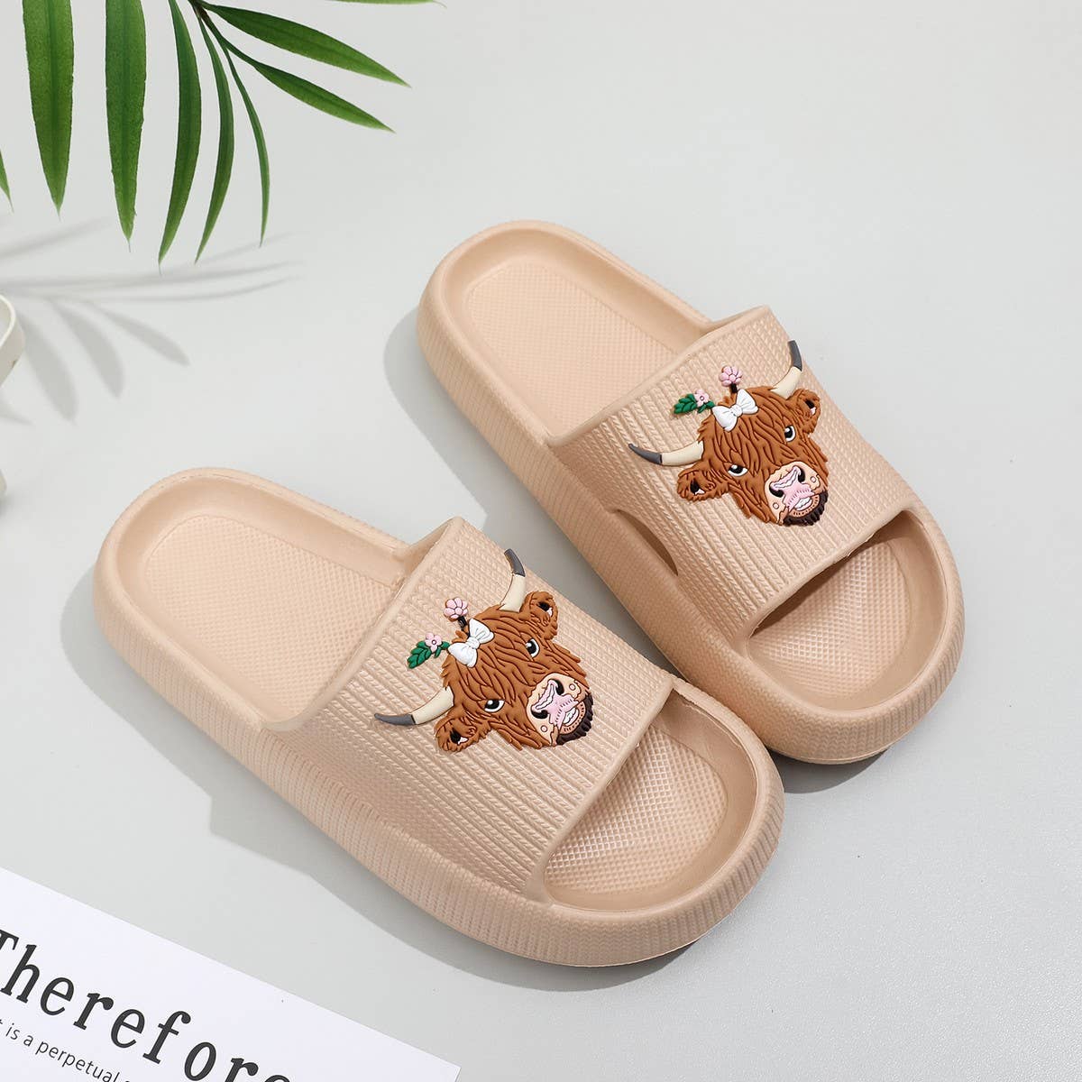 Highland Cow EVA Slides Women Summer Sandals_CWSHF00228