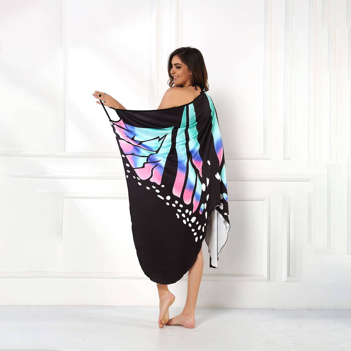 Sexy 3D Butterfly Print Sling Beach Cover-Up