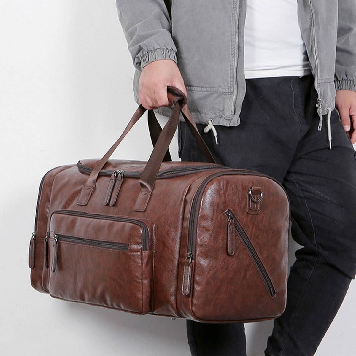 Men's PU Leather Travel Bag, Extra Large Size_CWAB5177