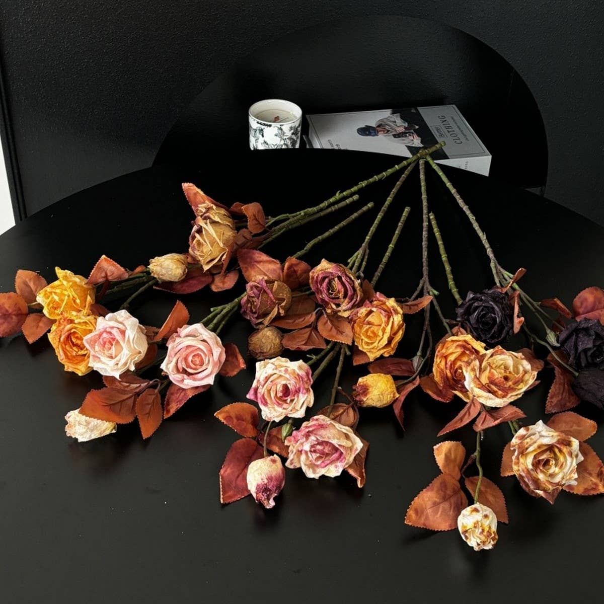 Vintage Autumn Oil Painting Burnt Rose