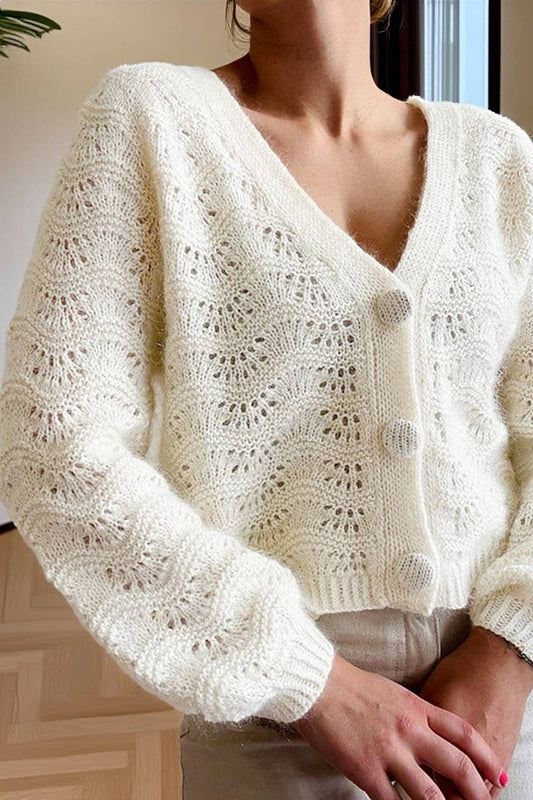 CWOCAL00730_SEXY MESH CUTOUT CROPPED V NECK KNIT SWEATER