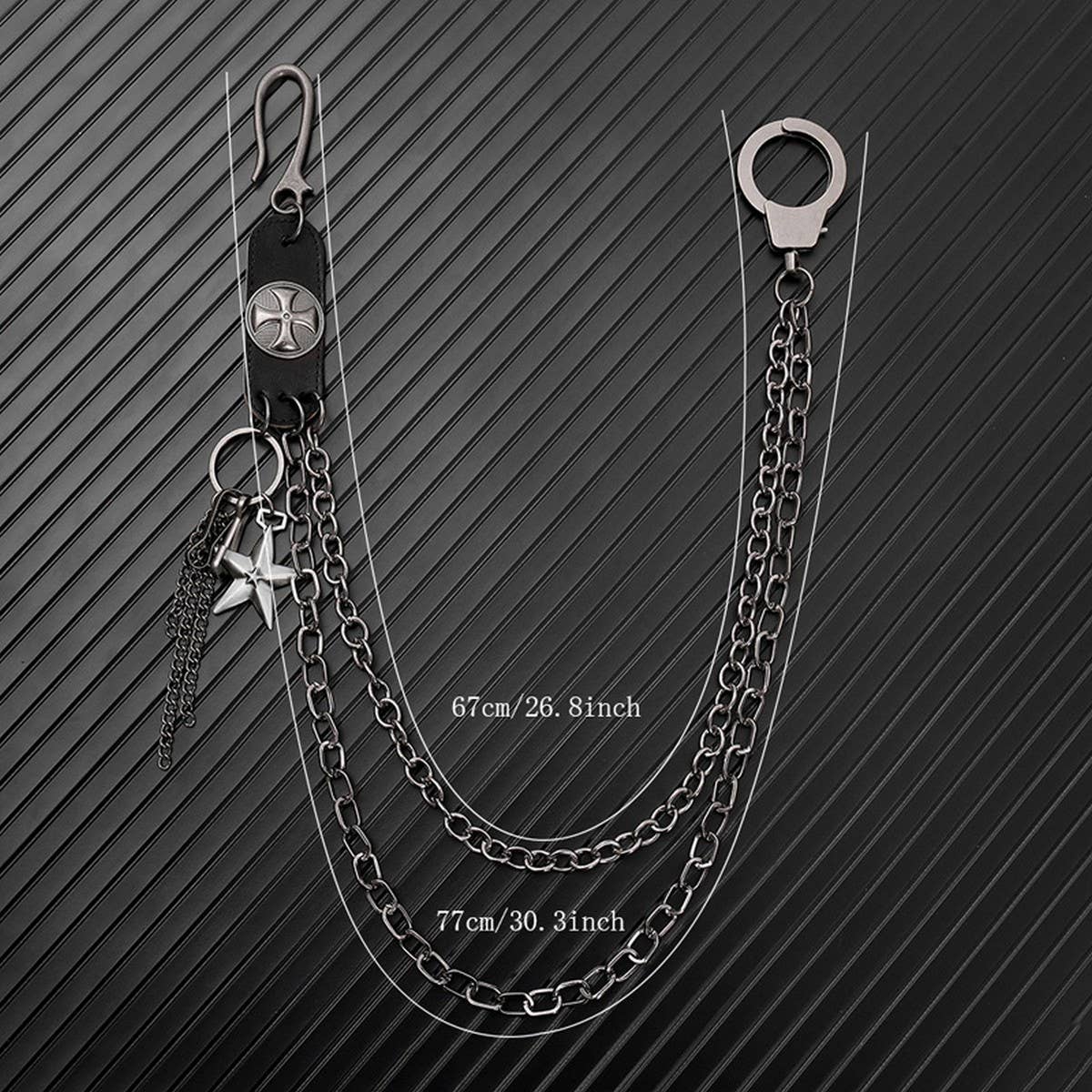 TRENDY RETRO LEATHER STITCHING JEANS CHAIN