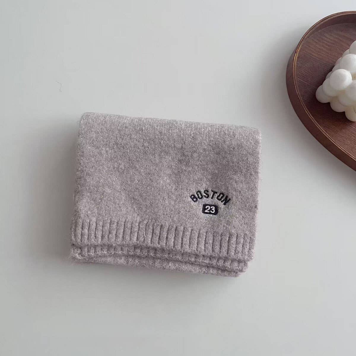 Embroidered Wool Scarf for Kids - Winter Warmth