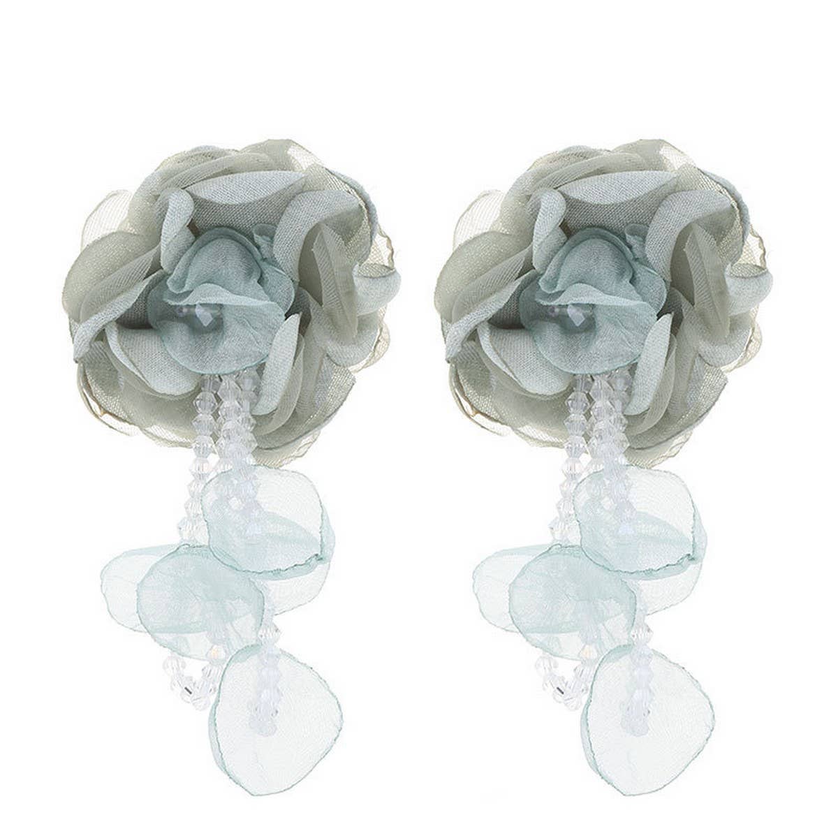 Statement Fabric Flower Earrings with Crystals_CWMM6252