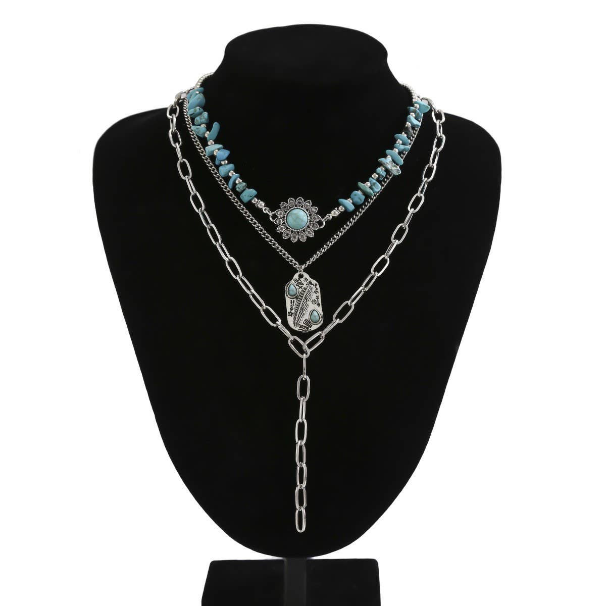 FASHIONABLE AND SIMPLE MULTI-LAYER ALLOY NECKLACE_CWMM3188