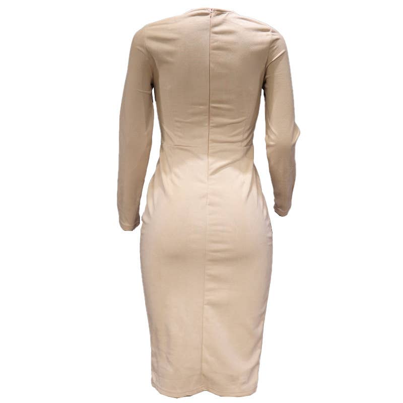 SOLID COLOR SEXY BAG ARM MID-LENGTH DRESS