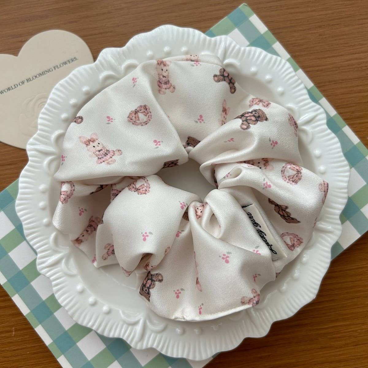 CREAMY SWEET CARTOON PRINT HAIR SCRUNCHIES