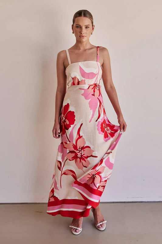 CWDMD5214_FLORAL SPAGHETTI STRAP SLIM MAXI VACATION DRESS