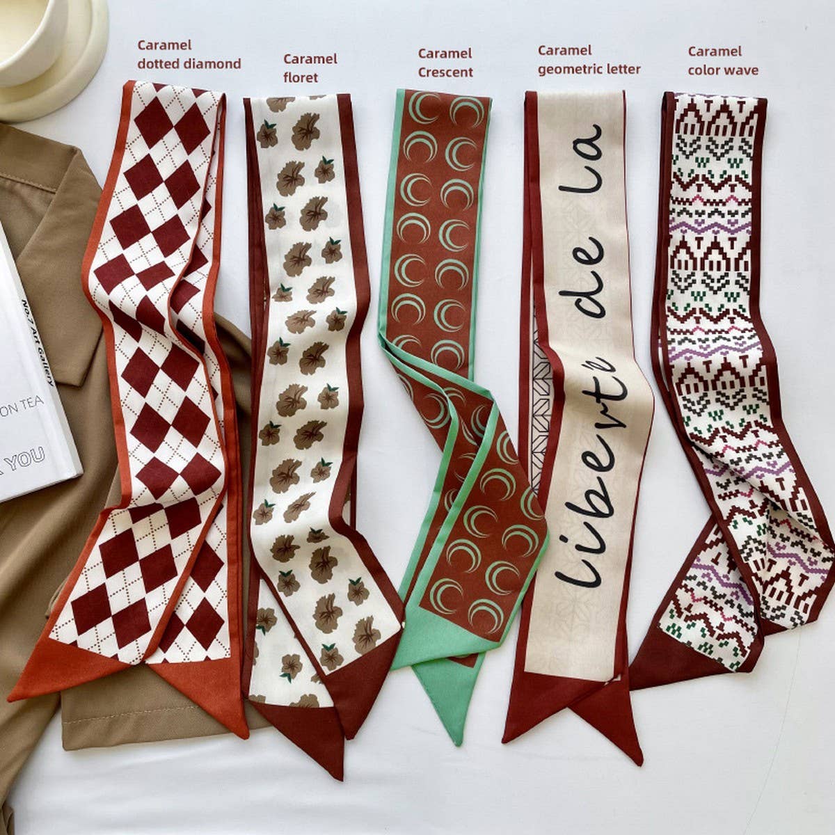 RETRO GEOMETRIC PRINT STRIPED SCARF_CWASC0709