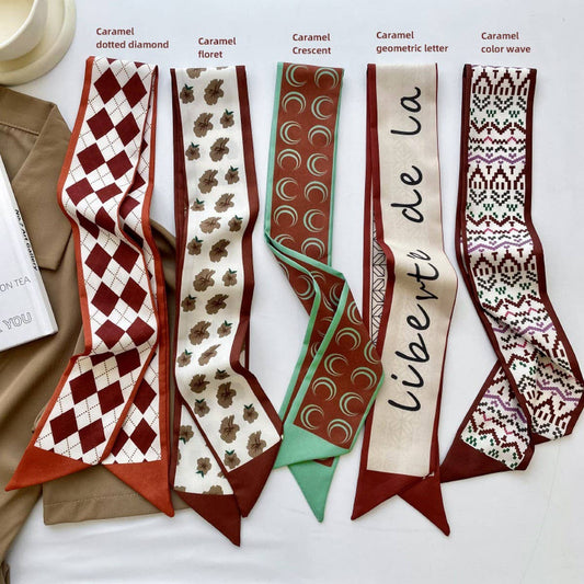 RETRO GEOMETRIC PRINT STRIPED SCARF_CWASC0709