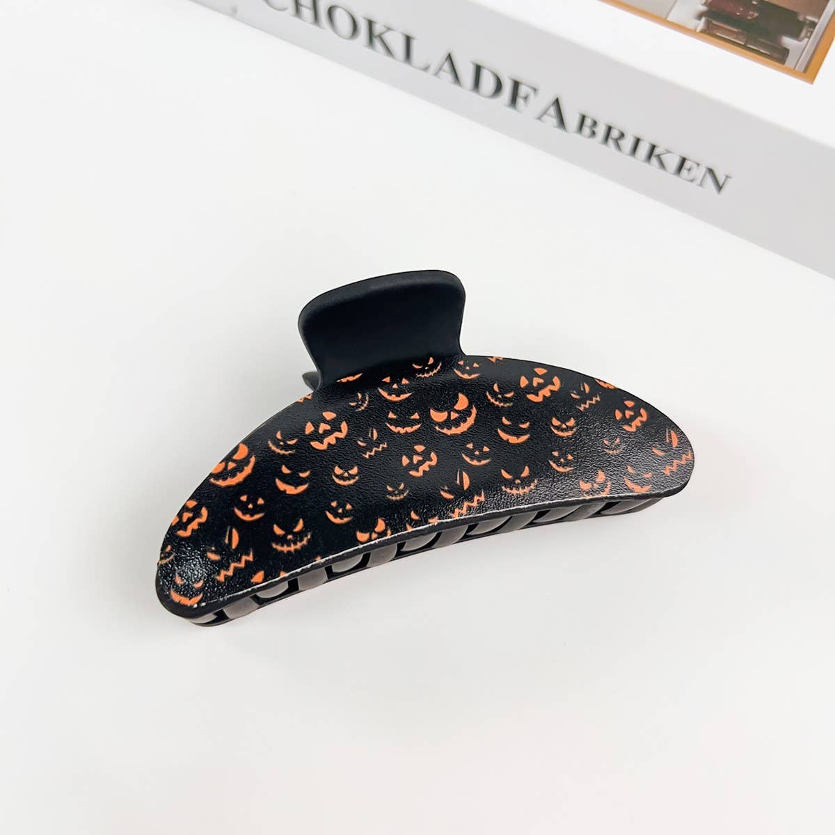 Gothic Halloween Claw Clip, Pumpkin & Ghost Design_CWAHA1443