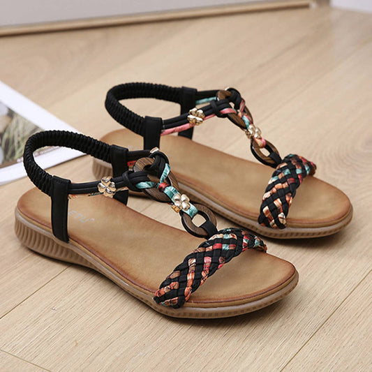 BOHEMIAN RETRO STYLE THICK SOLE FLAT SANDALS_CWSHS0521
