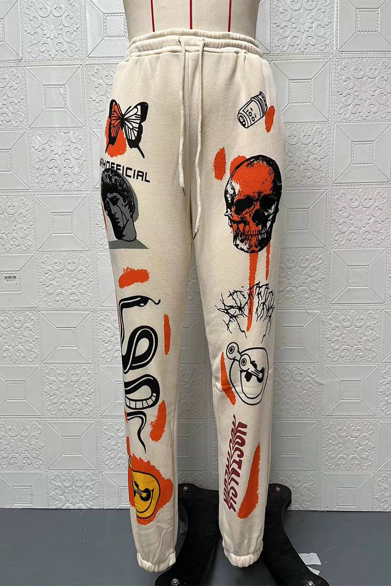 Halloween trendy printed high-waisted pants