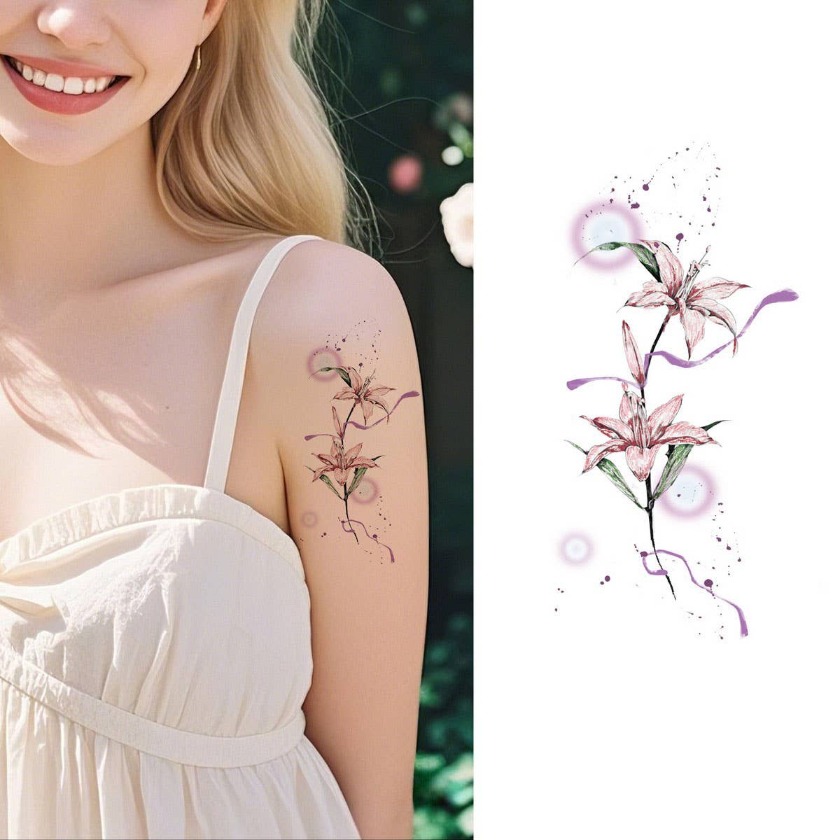 Elegant Floral Arm Tattoos Waterproof&Long Lasting