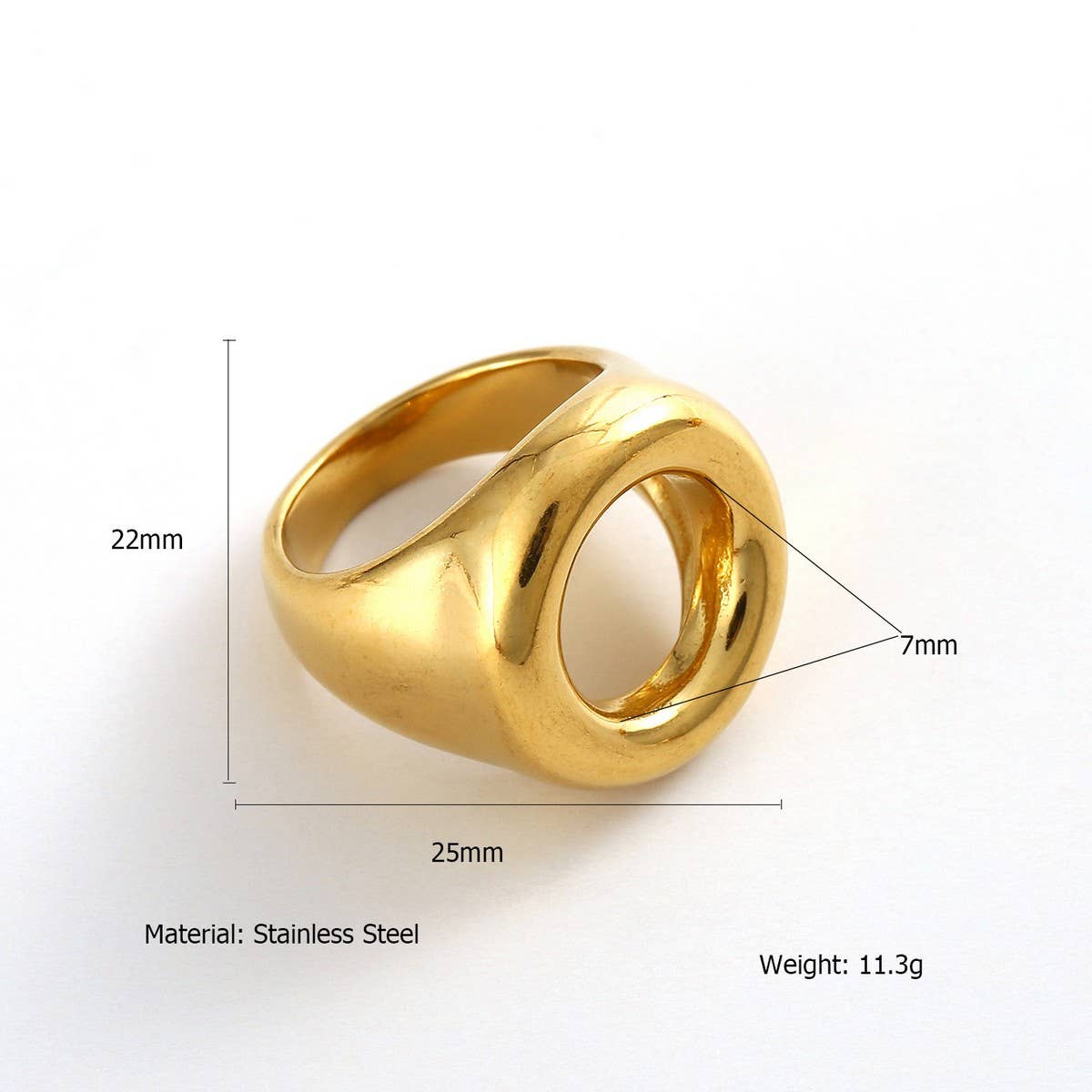 Trendy 18K Gold Plated Steel Statement Ring