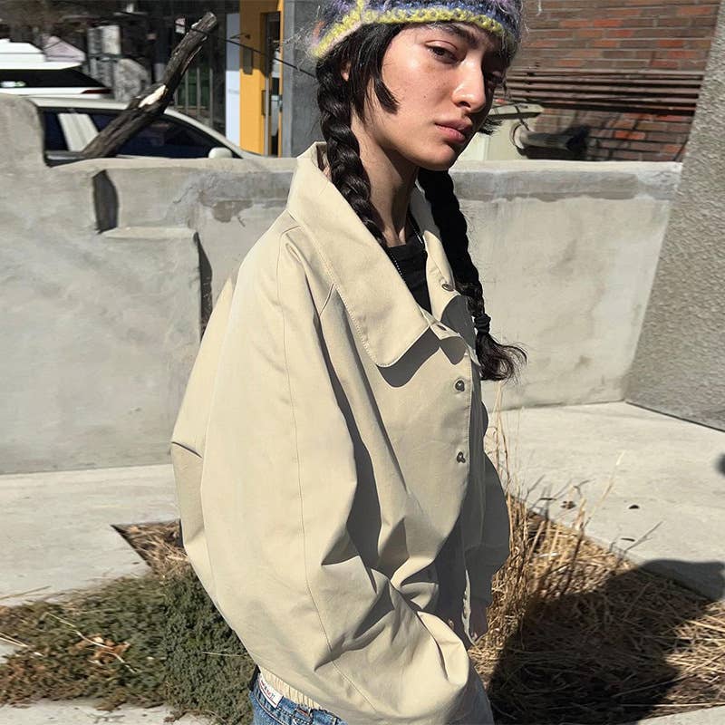 SINGLE-BREASTED POCKET CARGO JACKET WITH LAPEL