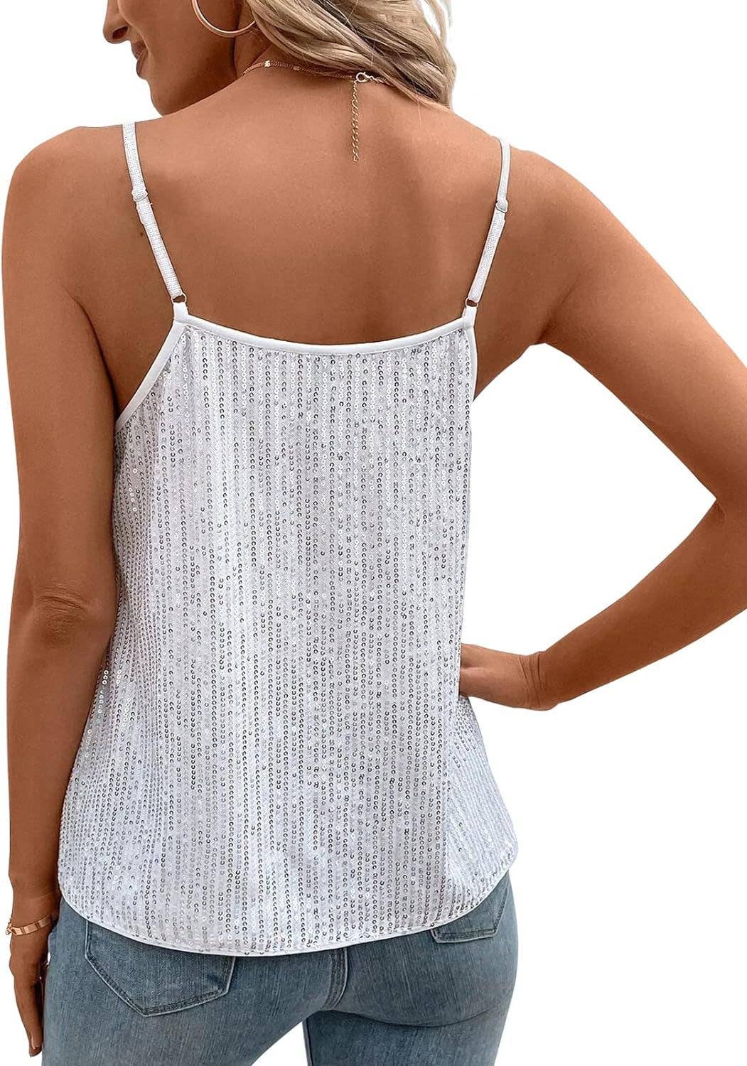 Sequined metal buckle loose halter top